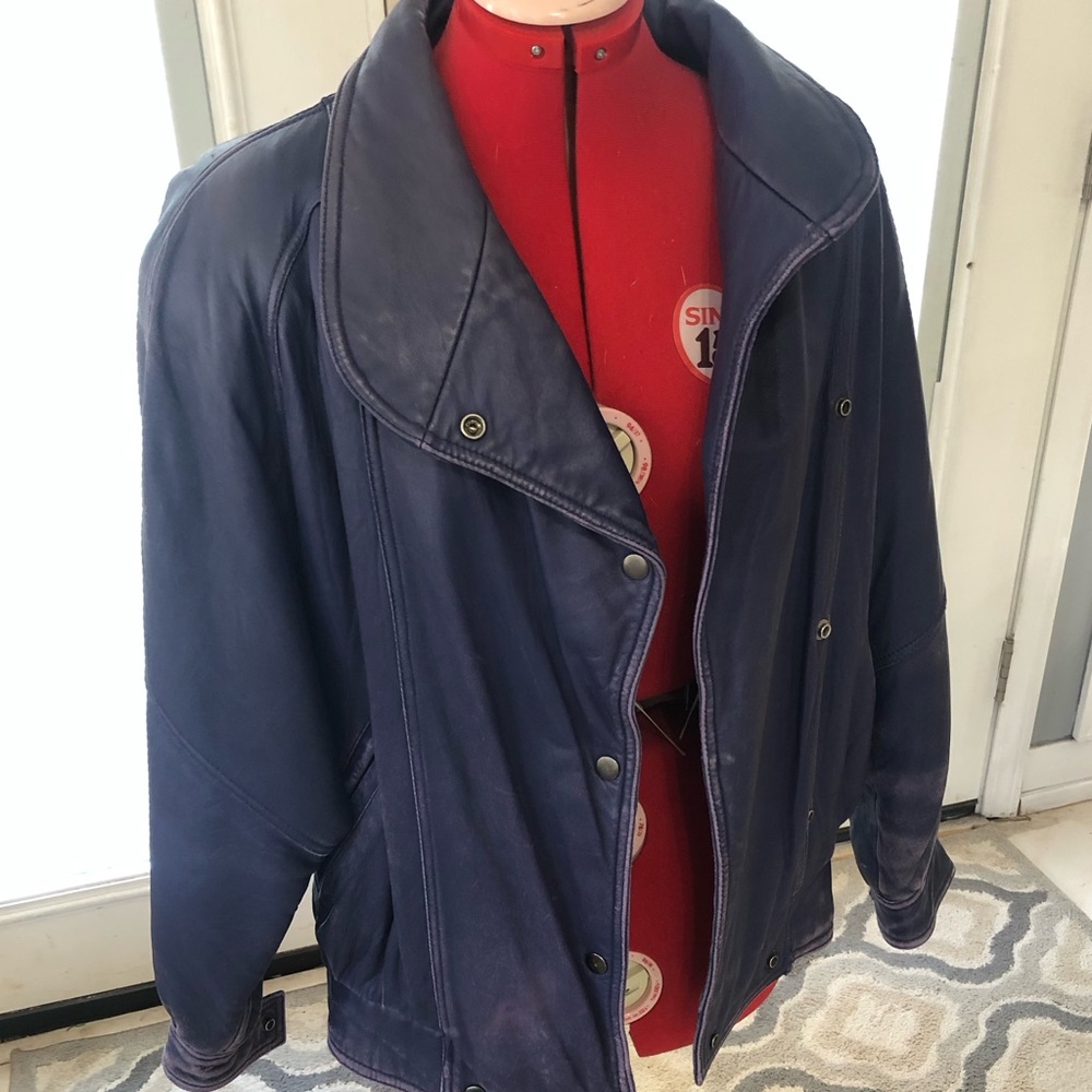 Vintage blue leather jacket